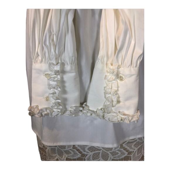 ETRO white tuxedo blouse high ruffled neck tie Victorian style size small (40) - Picture 6 of 13
